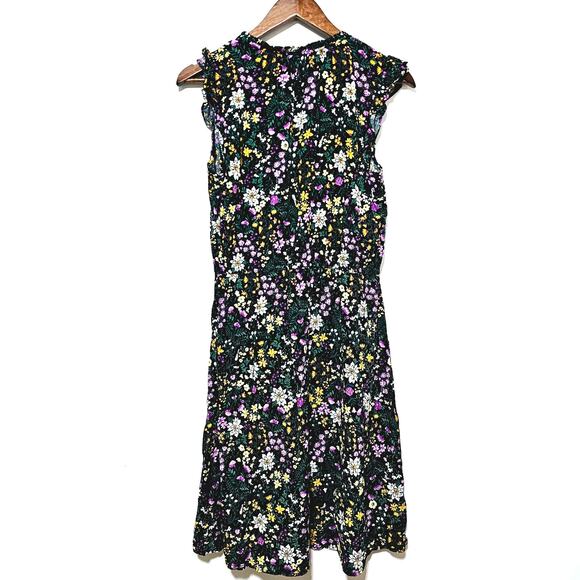 Old Navy Floral Knee Length Dress Size M Tall Tie Neck Flutter Sleeve Cottage - Picture 2 of 7